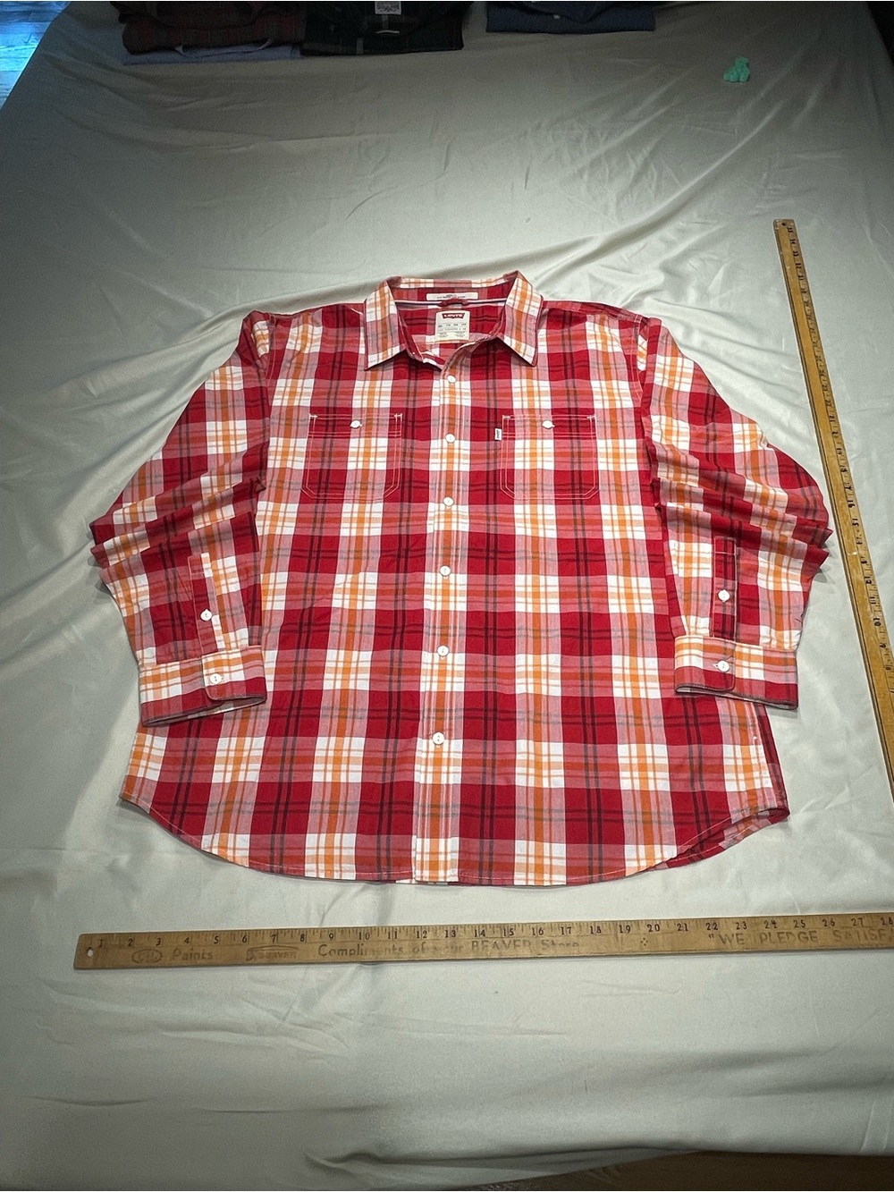 Levi's white label XXL Red Plaid Casual Button-Down Utility Shirt